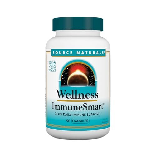 Source Naturals Wellness ImmuneSmart – Tägliche Immununterstützung mit Vitaminen A, C, D, Zink, Holunder, Echinacea, Andrographis, Truthahnschwanz und Knoblauch – 90 Kapseln