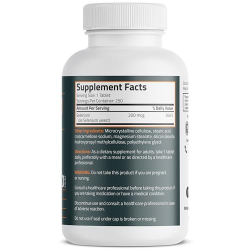 Bronson Selen 200 mcg – Immun- & Antioxidans-Unterstützung, essentielles Mineral, 250 vegane Tabletten