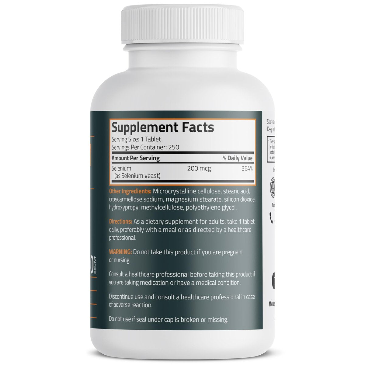 Bronson Selen 200 mcg – Immun- & Antioxidans-Unterstützung, essentielles Mineral, 250 vegane Tabletten
