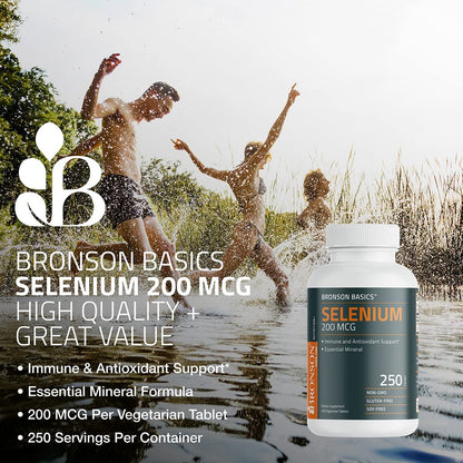 Bronson Selen 200 mcg – Immun- & Antioxidans-Unterstützung, essentielles Mineral, 250 vegane Tabletten