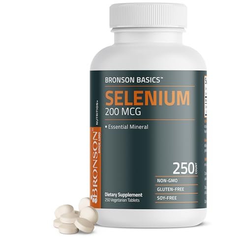 Bronson Selen 200 mcg – Immun- & Antioxidans-Unterstützung, essentielles Mineral, 250 vegane Tabletten