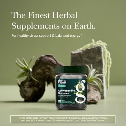 Gaia Herbs Bio Ashwagandha Gummis - Stressabbau* - Mit Zimt & Ingwer - Glutenfrei & Vegan - 45 Stück (15 Portionen)