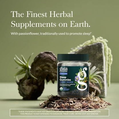Gaia Herbs Sleep Gummies – Schlafunterstützung* mit Ashwagandha, Reishi-Pilz & Passionsblume – USDA Bio, Nicht-GMO, Glutenfrei – Kirsche-Orange – 40 vegane Gummis (20 Portionen)