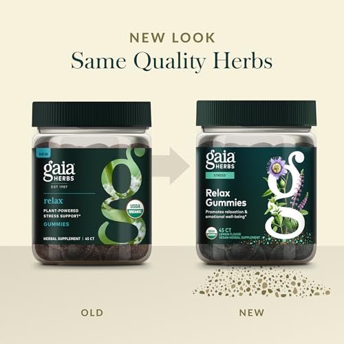 Gaia Herbs Relax Gummis – Fördert ein ruhiges Gefühl* – mit Passionsblume & Zitronenmelisse – 45 vegane Gummis (15 Portionen)