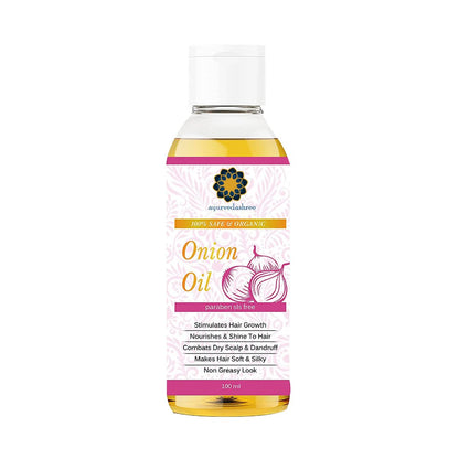 AYURVEDASHREE Haaröl mit Roter Zwiebel, Schwarzkümmel, Kokosnuss, Mandel und Sesam - 100 ml (3,38 fl oz) - Natürliche Inhaltsstoffe für gesunde Kopfhaut, Glanz und Wachstumsunterstützung
