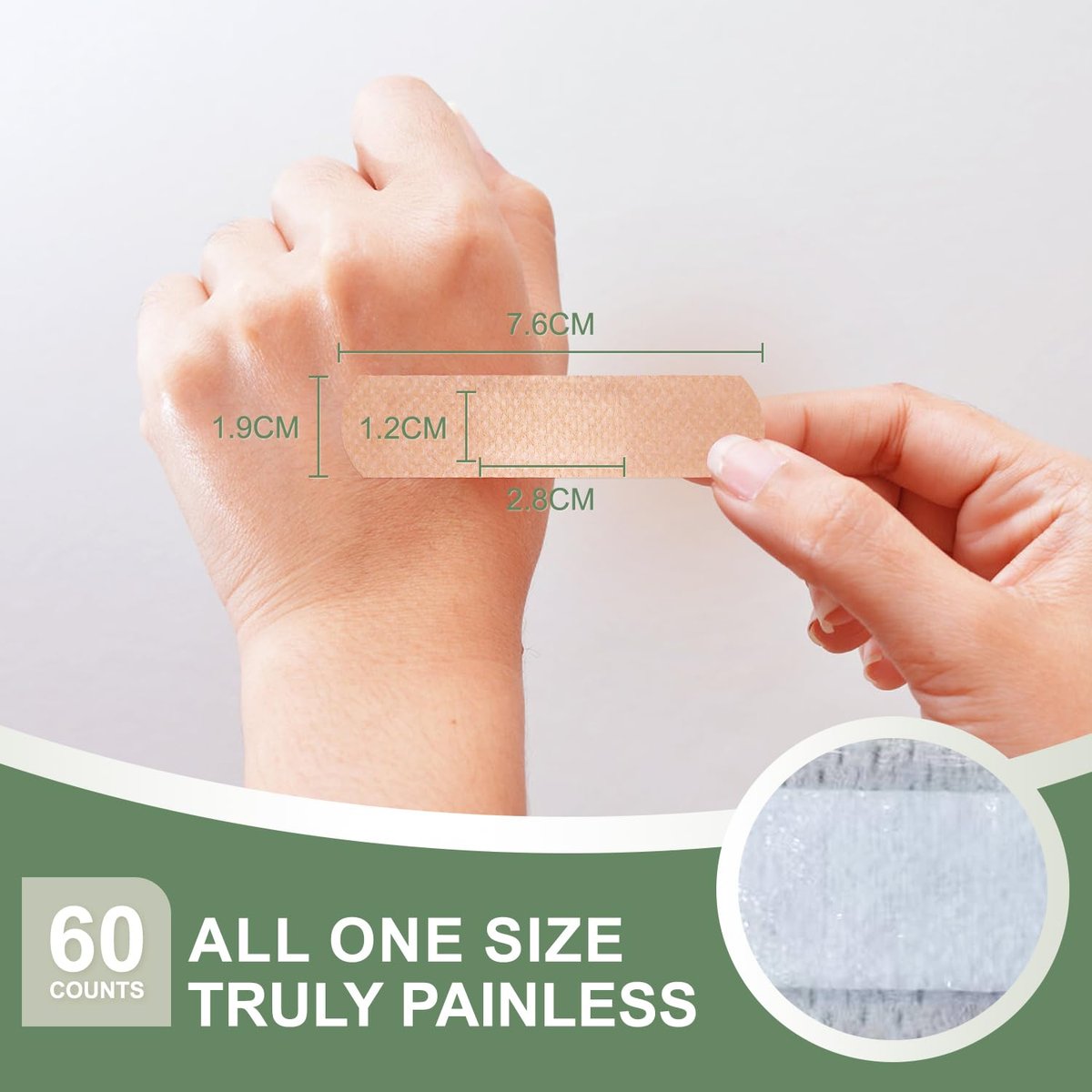 Hysimedy Silikonpflaster für empfindliche, fragile Haut – 3/4" x 3" – 60 Stück – Flexible Stoffpflaster, Latexfrei, Hypoallergen, Atmungsaktiv – Schonende Entfernung für Senioren und Kinder
