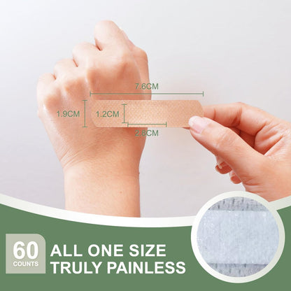 Hysimedy Silikonpflaster für empfindliche, fragile Haut – 3/4" x 3" – 60 Stück – Flexible Stoffpflaster, Latexfrei, Hypoallergen, Atmungsaktiv – Schonende Entfernung für Senioren und Kinder