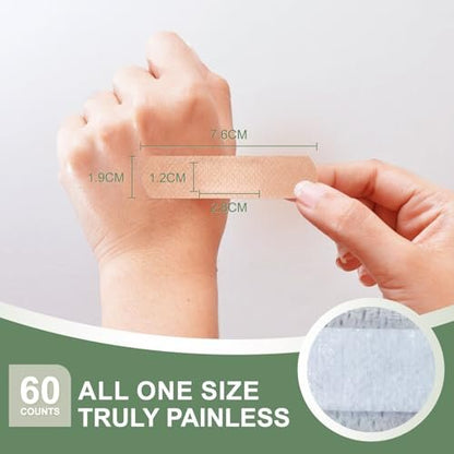 Hysimedy Silikonpflaster für empfindliche, fragile Haut – 3/4" x 3" – 60 Stück – Flexible Stoffpflaster, Latexfrei, Hypoallergen, Atmungsaktiv – Schonende Entfernung für Senioren und Kinder