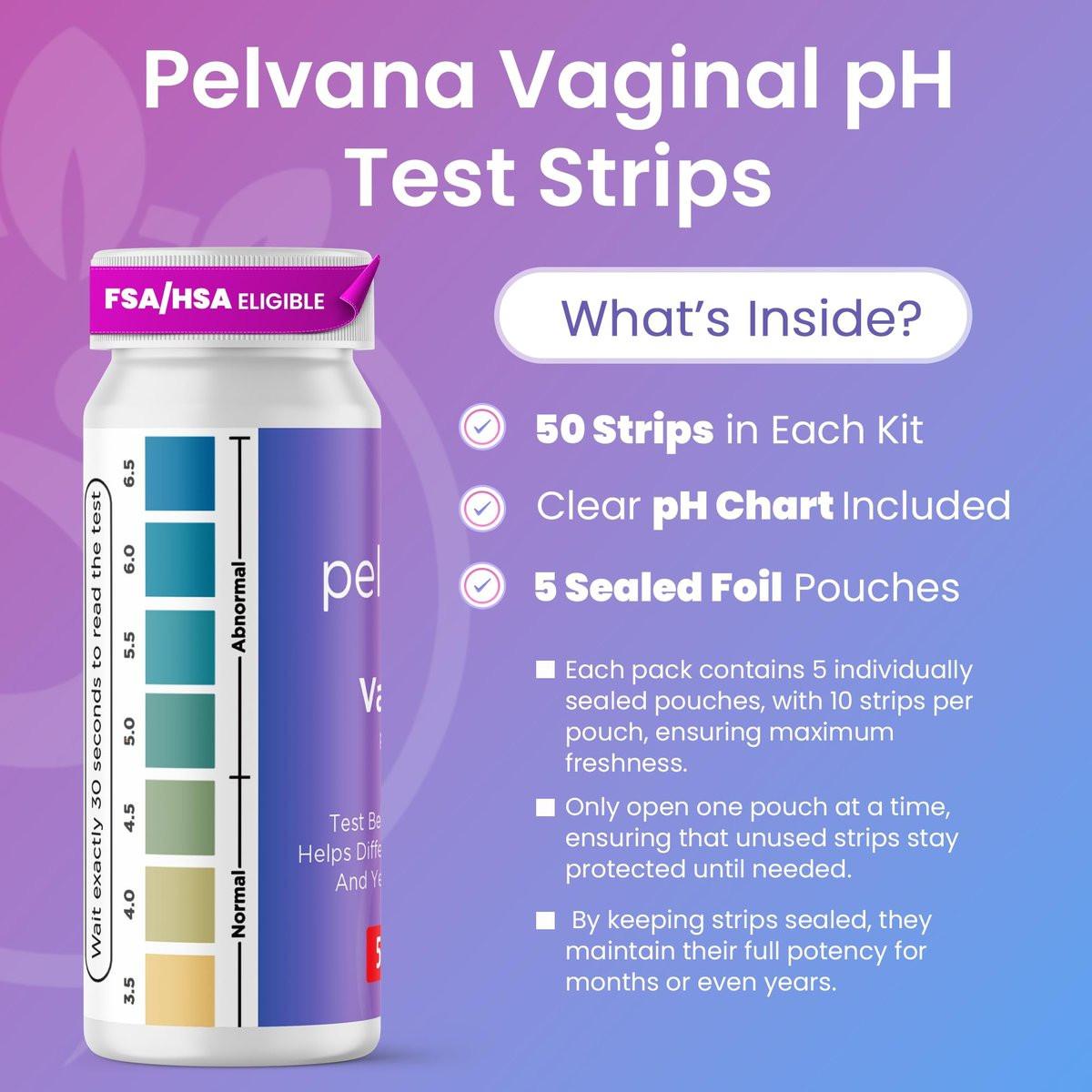 Pelvana Vaginaler pH-Teststreifen für Frauen – 50 Streifen, Heimtestkit für BV und Hefepilzinfektion, Vaginaler pH-Tester zur Unterscheidung von Zuständen