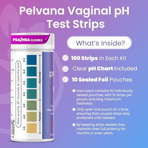 Pelvana Vaginaler pH-Teststreifen für Frauen – 100 Streifen, Heimtest für BV und Hefe-Infektion, Vaginaler pH-Tester zur Unterscheidung zwischen Zuständen