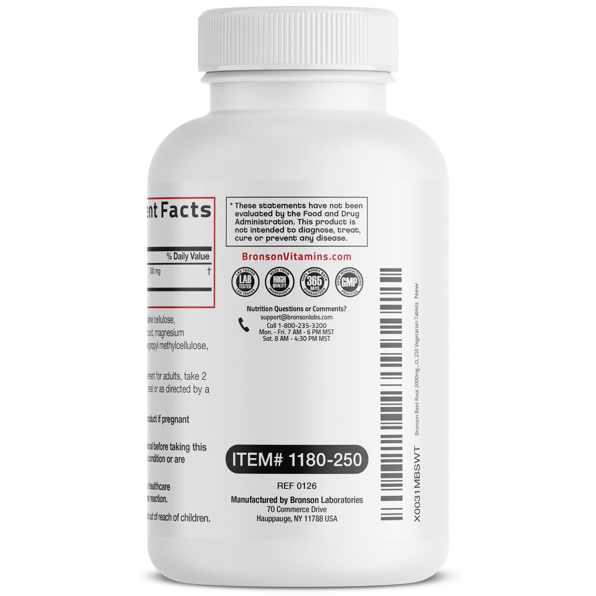 Bronson Rote Beete Extra Stärke, Non-GMO, 250 Vegetarische Tabletten