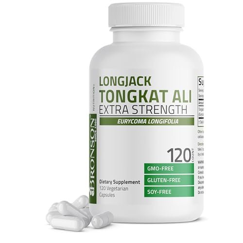 Bronson Longjack Tongkat Ali Extra Strength – 120 vegane Kapseln zur Unterstützung des Testosteronspiegels