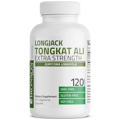 Bronson Longjack Tongkat Ali Extra Strength – 120 vegane Kapseln zur Unterstützung des Testosteronspiegels