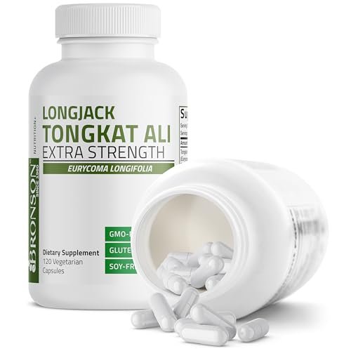 Bronson Longjack Tongkat Ali Extra Strength – 120 vegane Kapseln zur Unterstützung des Testosteronspiegels