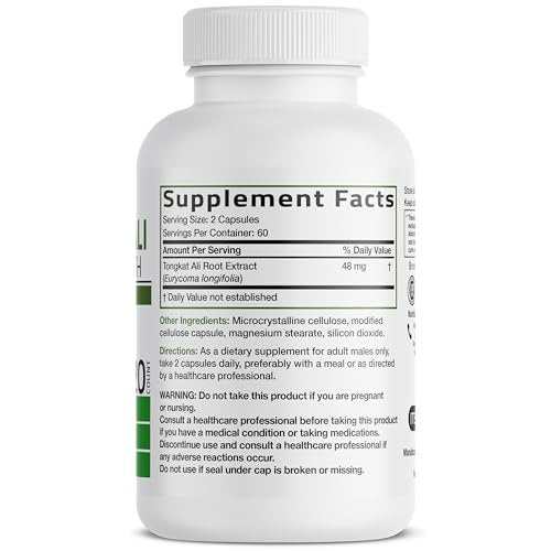 Bronson Longjack Tongkat Ali Extra Strength – 120 vegane Kapseln zur Unterstützung des Testosteronspiegels