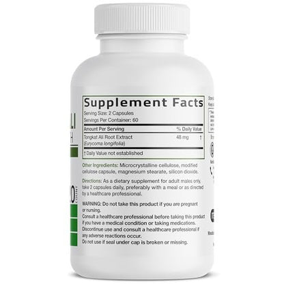Bronson Longjack Tongkat Ali Extra Strength – 120 vegane Kapseln zur Unterstützung des Testosteronspiegels