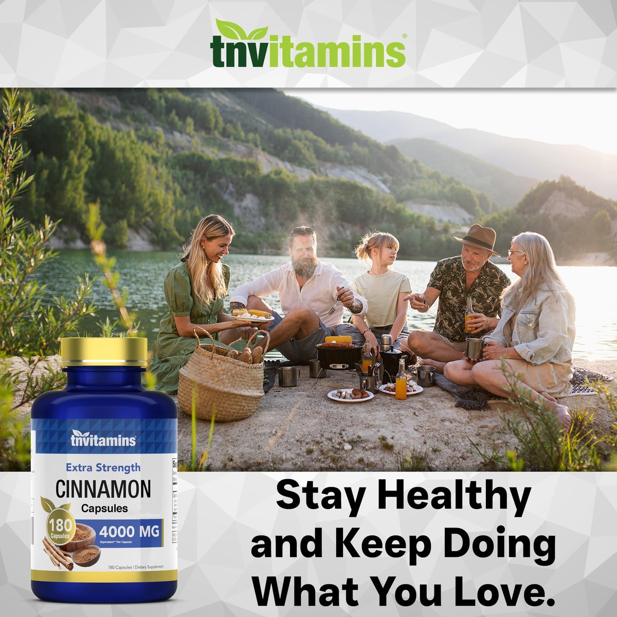 tnvitamins Zimt Kapseln 4.000 mg Äquivalent - 180 Kapseln | Cassia & Ceylon Zimt Pillen | Zwei Sorten! | Nicht-GVO! | Hergestellt in den USA!