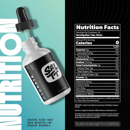 SALTT - Hydrate (4 oz) - Elektrolyt-Tropfen - Energie-Boost - Natrium, Kalium, Magnesium, Zink, Kupfer - Ungeschmackvoll - Ultra Low Carb - Zuckerfrei, Vegan, Glutenfrei, Nicht GVO - Von Keto Chow