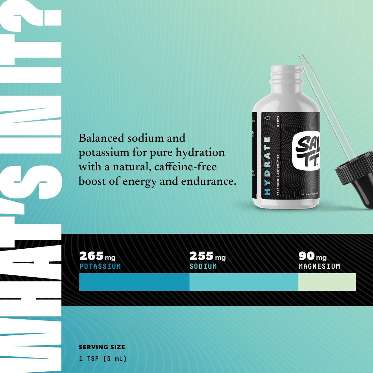 SALTT - Hydrate (4 oz) - Elektrolyt-Tropfen - Energie-Boost - Natrium, Kalium, Magnesium, Zink, Kupfer - Ungeschmackvoll - Ultra Low Carb - Zuckerfrei, Vegan, Glutenfrei, Nicht GVO - Von Keto Chow