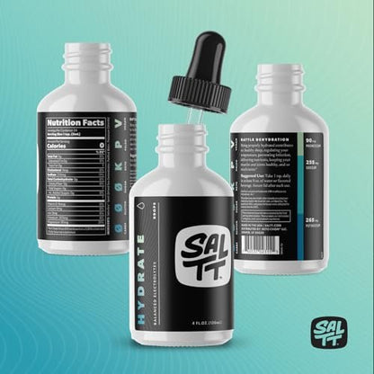 SALTT - Hydrate (4 oz) - Elektrolyt-Tropfen - Energie-Boost - Natrium, Kalium, Magnesium, Zink, Kupfer - Ungeschmackvoll - Ultra Low Carb - Zuckerfrei, Vegan, Glutenfrei, Nicht GVO - Von Keto Chow