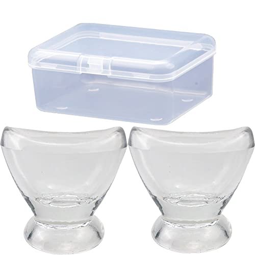 Boyizupha® 2er-Pack Transparente Glas-Augenspülbecher für Augenreinigung mit Aufbewahrungsbehälter