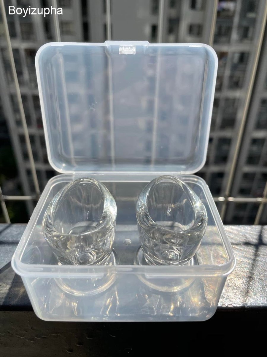Boyizupha® 2er-Pack Transparente Glas-Augenspülbecher für Augenreinigung mit Aufbewahrungsbehälter