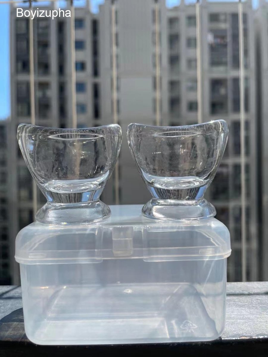 Boyizupha® 2er-Pack Transparente Glas-Augenspülbecher für Augenreinigung mit Aufbewahrungsbehälter