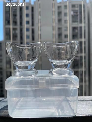 Boyizupha® 2er-Pack Transparente Glas-Augenspülbecher für Augenreinigung mit Aufbewahrungsbehälter