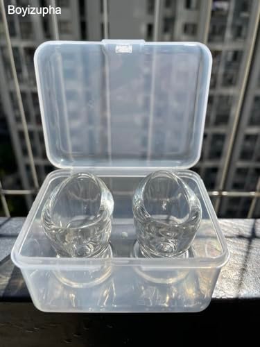 Boyizupha® 2er-Pack Transparente Glas-Augenspülbecher für Augenreinigung mit Aufbewahrungsbehälter