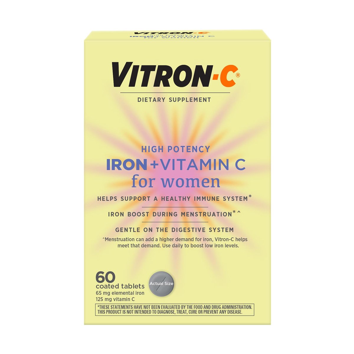 Vitron-C Eisenpräparat für Frauen mit Vitamin C – Unterstützt die Bildung roter Blutkörperchen und das Immunsystem, 60 Tabletten