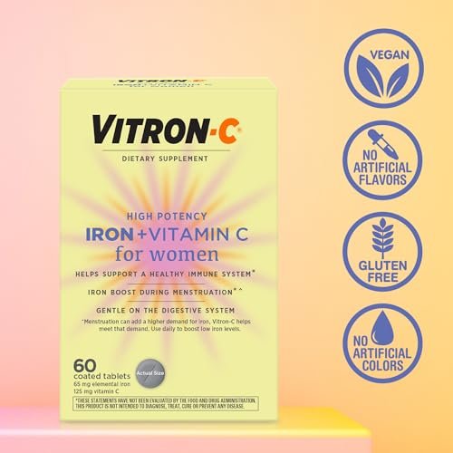 Vitron-C Eisenpräparat für Frauen mit Vitamin C – Unterstützt die Bildung roter Blutkörperchen und das Immunsystem, 60 Tabletten