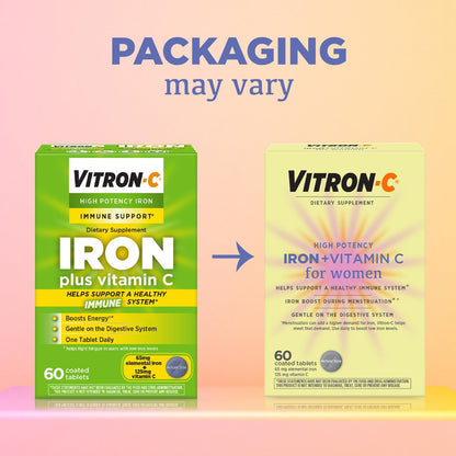 Vitron-C Eisenpräparat für Frauen mit Vitamin C – Unterstützt die Bildung roter Blutkörperchen und das Immunsystem, 60 Tabletten