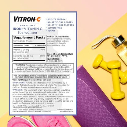 Vitron-C Eisenpräparat für Frauen mit Vitamin C – Unterstützt die Bildung roter Blutkörperchen und das Immunsystem, 60 Tabletten
