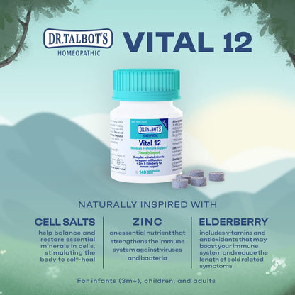 Dr. Talbot's Vital 12 Tabletten – Natürlich inspirierte Mineralien & Immununterstützung, schnell lösliche Tabletten, 140 Stück