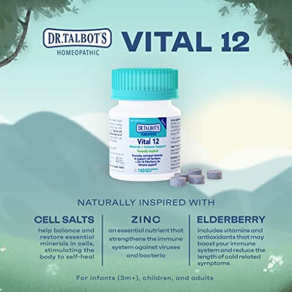 Dr. Talbot's Vital 12 Tabletten – Natürlich inspirierte Mineralien & Immununterstützung, schnell lösliche Tabletten, 140 Stück
