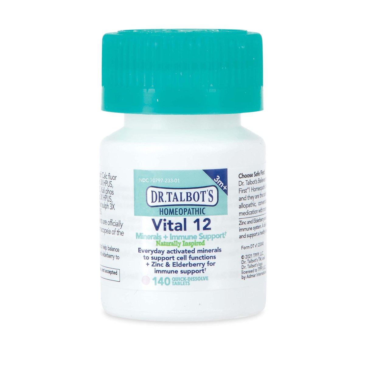 Dr. Talbot's Vital 12 Tabletten – Natürlich inspirierte Mineralien & Immununterstützung, schnell lösliche Tabletten, 140 Stück