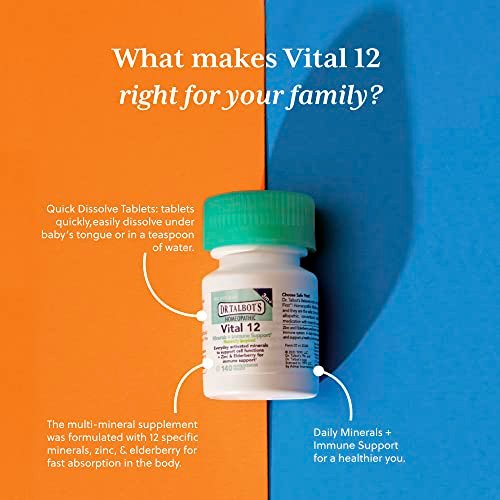 Dr. Talbot's Vital 12 Tabletten – Natürlich inspirierte Mineralien & Immununterstützung, schnell lösliche Tabletten, 140 Stück