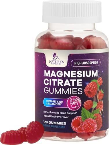 Magnesiumcitrat Gummibärchen für Erwachsene & Kinder - Hochabsorbierbare Magnesiumergänzung - Premium-Unterstützung für Ruhe, Entspannung, Muskeln, Nerven, Knochen & Herz - Großartig schmeckende vegane Gummis - 120 Gummis