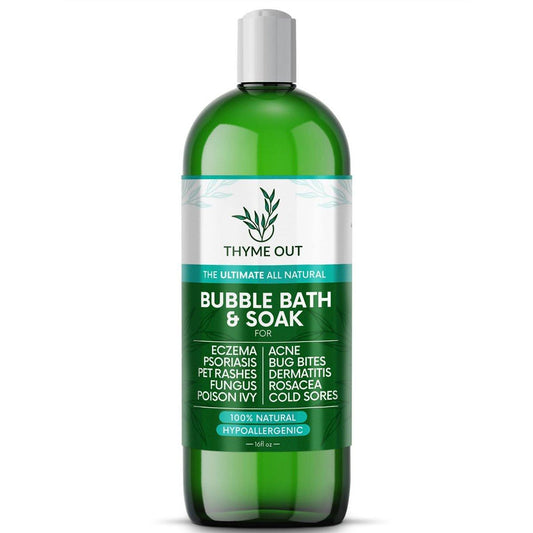 All Natural, Organic Plant Based Bubble Bath - Hypoallergene Hautberuhigende Thymian Ekzem Badeeinweichung mit Kolloidalem Hafermehl - Empfindliche Haut Bubble Bath für Kinder & Erwachsene - 450ml