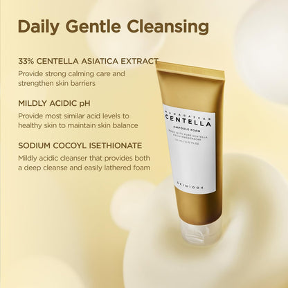 SKIN1004 Madagascar Centella Ampoule Schaum, 125 ml – Koreanischer Gesichtsreiniger & Make-up Entferner mit Centella Asiatica, Sanfte tägliche Reinigung für weiche Haut, Koreanische Hautpflege