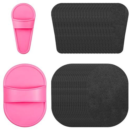 Chengu 62-teiliges Kristallbeine und Gesichtshaarentfernungs-Kit für Frauen - 2 Größen Smooth Away Pads, 60 feine Peeling-Schleifpapiere für Lippen- und Hautpflege (Pink, Schwarz)