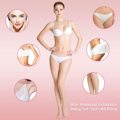 Chengu 62-teiliges Kristallbeine und Gesichtshaarentfernungs-Kit für Frauen - 2 Größen Smooth Away Pads, 60 feine Peeling-Schleifpapiere für Lippen- und Hautpflege (Pink, Schwarz)