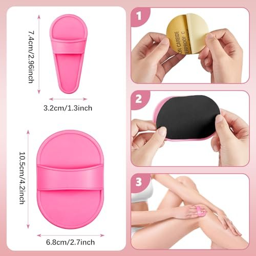 Chengu 62-teiliges Kristallbeine und Gesichtshaarentfernungs-Kit für Frauen - 2 Größen Smooth Away Pads, 60 feine Peeling-Schleifpapiere für Lippen- und Hautpflege (Pink, Schwarz)
