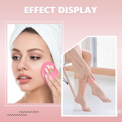Chengu 62-teiliges Kristallbeine und Gesichtshaarentfernungs-Kit für Frauen - 2 Größen Smooth Away Pads, 60 feine Peeling-Schleifpapiere für Lippen- und Hautpflege (Pink, Schwarz)