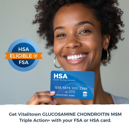Vitalitown Glucosamin Chondroitin MSM | Kollagen, Boswellia, Kurkuma, Hyaluronsäure, Bromelain | Triple Action+ Formel | 12 Inhaltsstoffe | 90 Tabletten, Ohne Schalentiere