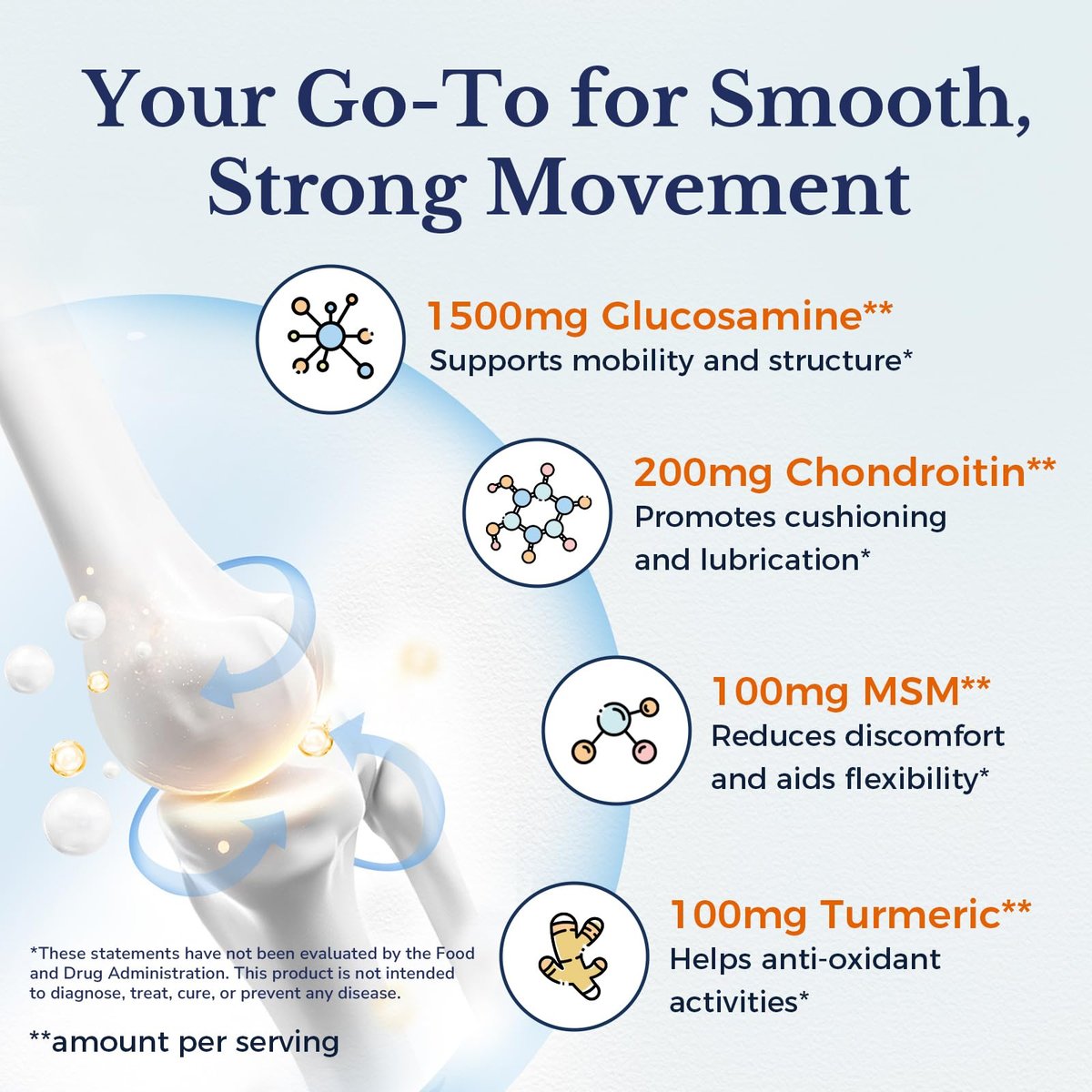 Vitalitown Glucosamin Chondroitin MSM | Kollagen, Boswellia, Kurkuma, Hyaluronsäure, Bromelain | Triple Action+ Formel | 12 Inhaltsstoffe | 90 Tabletten, Ohne Schalentiere