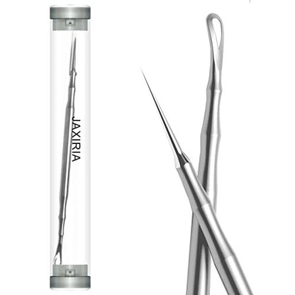 2-in-1 Akne-Extraktor aus Edelstahl – Mitesserentferner für Gesicht und Nase, silber