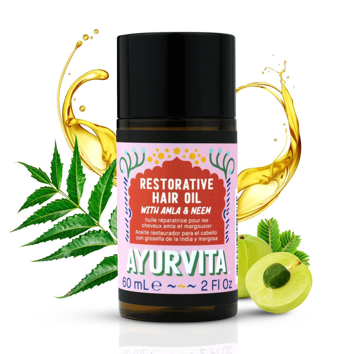 AyurVita Restoratives Haaröl - Amla zur Stärkung & Neem gegen Trockenheit und Schuppen - Für trockenes, geschädigtes Haarwachstum - Für Männer & Frauen - 200 ml
