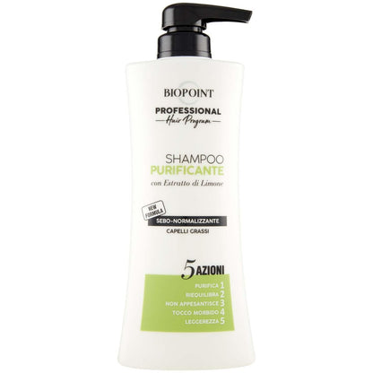 BIOPOINT Professional Shampoo Purificante – Normalisierendes Shampoo für fettiges Haar, 400 ml, Hergestellt in Italien