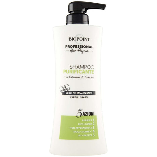 BIOPOINT Professional Shampoo Purificante – Normalisierendes Shampoo für fettiges Haar, 400 ml, Hergestellt in Italien